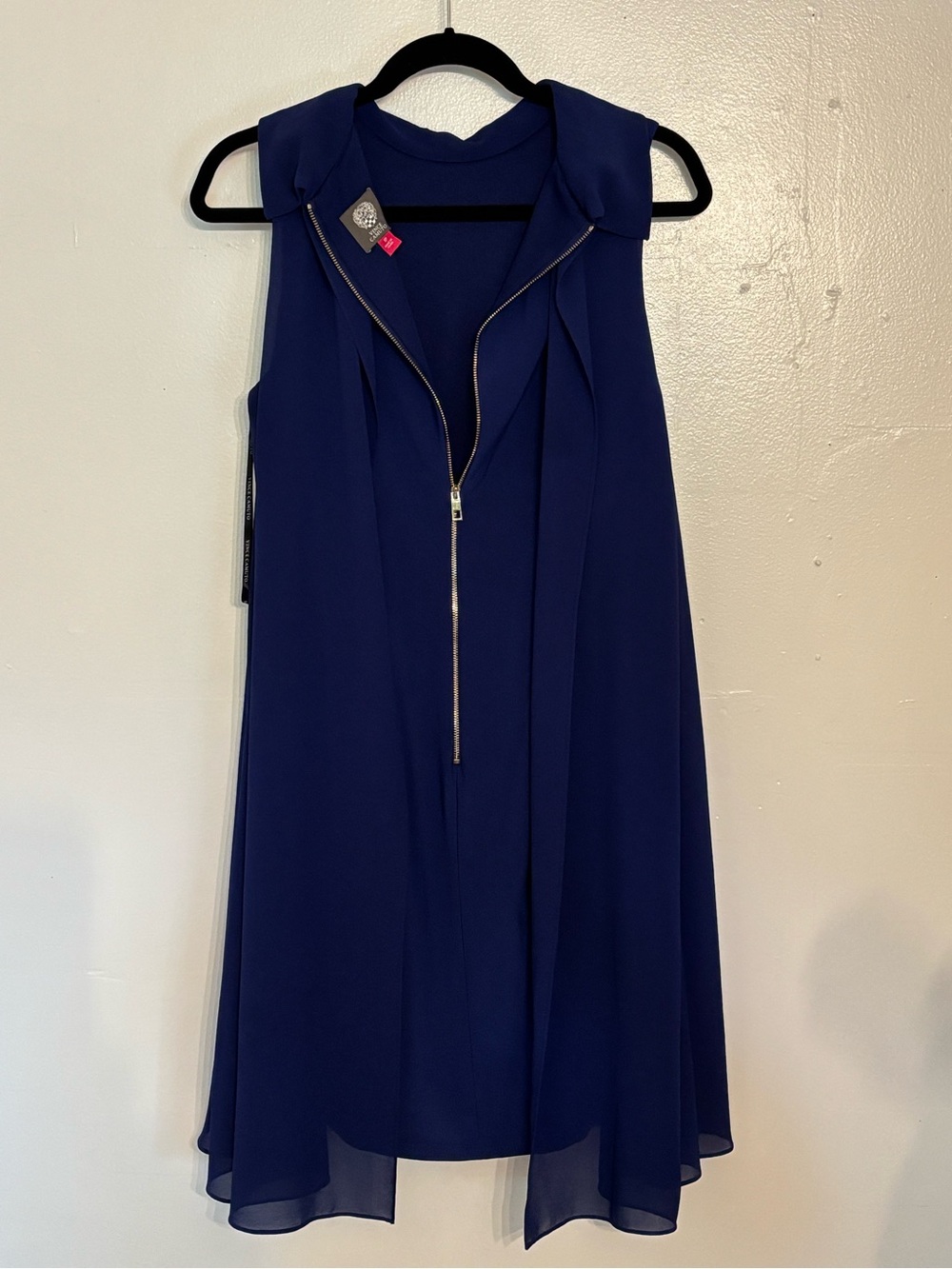 Vince Camuto Royal Navy Sleeveless Zip-Front A-Line Dress